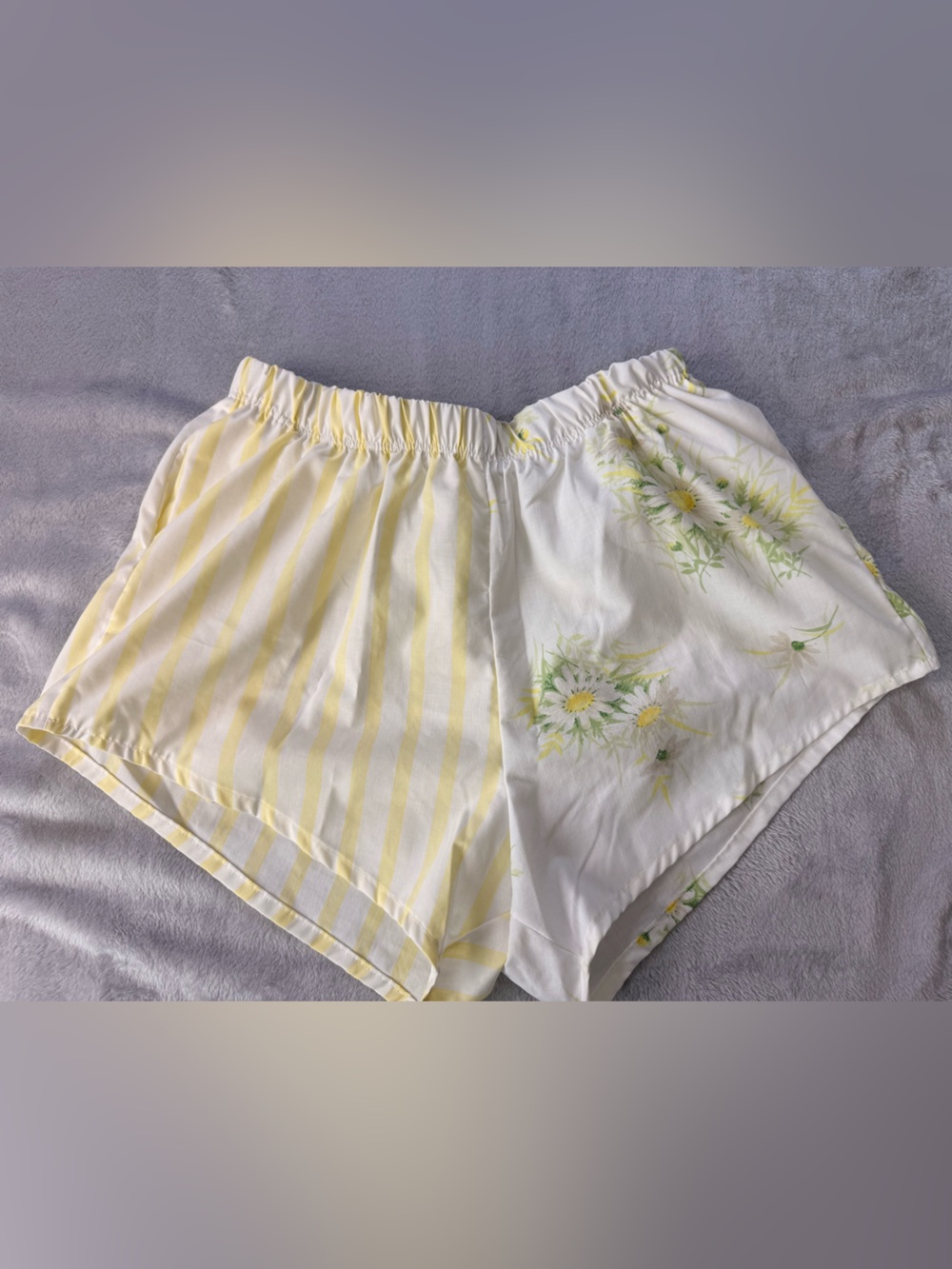 Yellow Floral & Stripe Daisy Duke Shorts